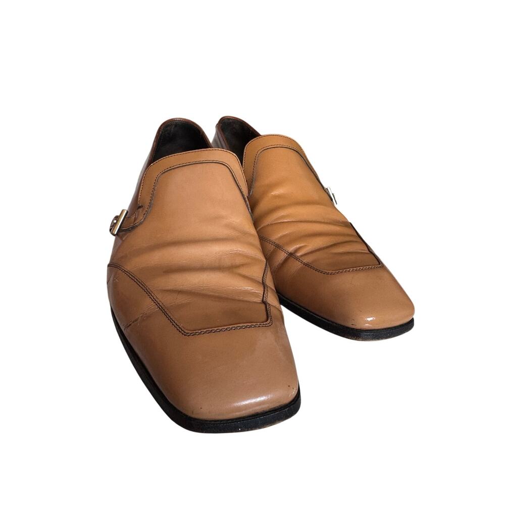 Prada Light Brown Patent Leather Dress Loafers